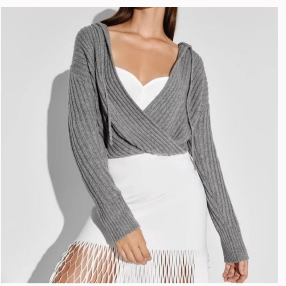 Dion Lee Carbon38 Infinite 100% Cashmere Hoodie Sweater Size L EUC Womens Grey